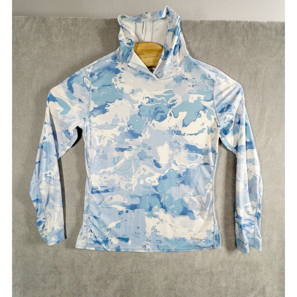 Simms Fishing Veil Camo Womens Medium Hoodie Solar Flex UPF 50 Outdoors Gorpcore